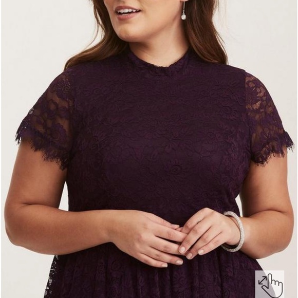 Purple torrid dress with lace shoulder detail. - Picture 5 of 6